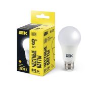 Лампа светодиодная A60 9Вт грушевидная 3000К тепл. бел. E27 810лм 230-240В IEK LLE-A60-9-230-30-E27