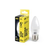 Лампа светодиодная 5Вт C35 свеча 4000К нейтр. бел. E27 450лм 230-240В IEK LLE-C35-5-230-40-E27