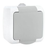 Розетка 1-м ОП Мурманск 16А IP54 с заземл. защ. шторки с крышкой сер. EKF EFR16-029-30-54