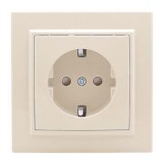 Розетка 1-м СП Минск 16А IP20 с заземл. защ. шторки беж. EKF ERR16-028-200