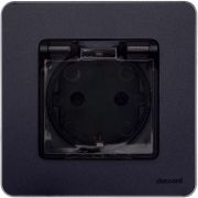 Розетка 1-м СП Inspiria 16А IP44 250В 2P+E защ. шторки с крышкой немецк. стандарт механизм антрацит IEK 673743